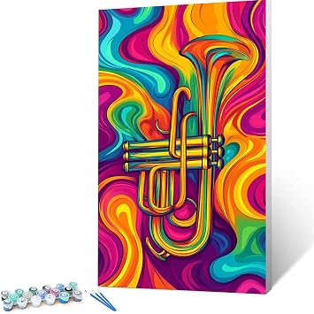 Paint by Numbers Kit for Adults Beginner, Abstract Acrylic Paint Adult Paint by Number Kits on Canvas, Musical Instruments Watercolor Oil Paint by Number for Adults for Wall Art Gifts 20x40 inch 0-R/0