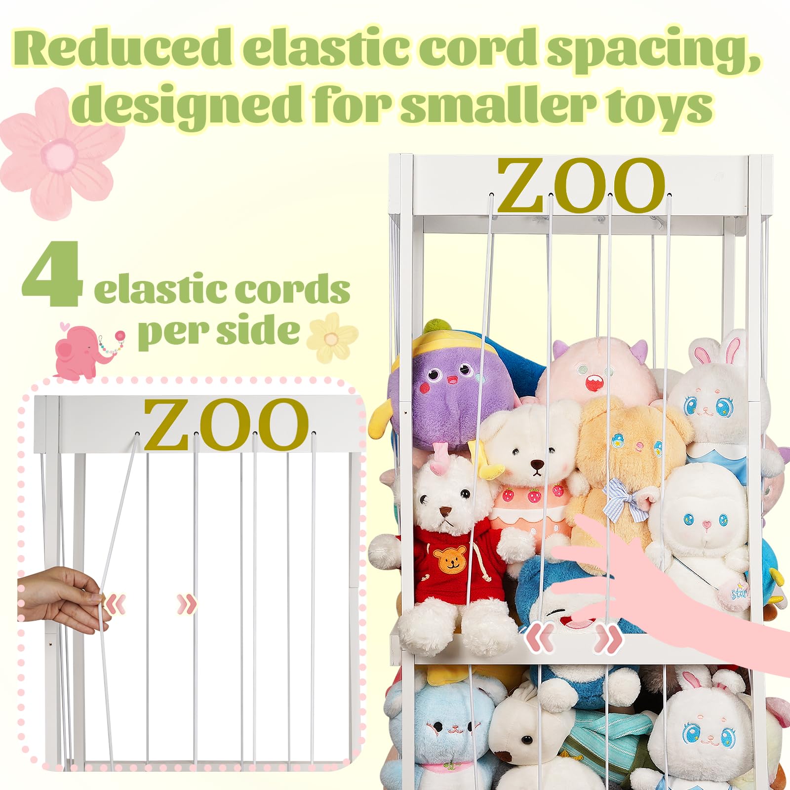 Picture of Corner Stuffed Animal Storage Cage Large Wooden Shelf Plush Toys Holder ...