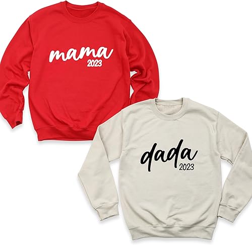 Custom Mama Dada Family Matching Christmas Sweatshirt, New Mom Sweatshirt, New Dad Sweatshirt, Mother's Day Fathers Day Long Sleeve, Newly Mommy