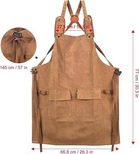 Miniatura 6 de Delantal de trabajo con 4 bolsillos para herramientas, delantal de carpintería, herramienta de jardinería, delantal de trabajo resistente, delantal