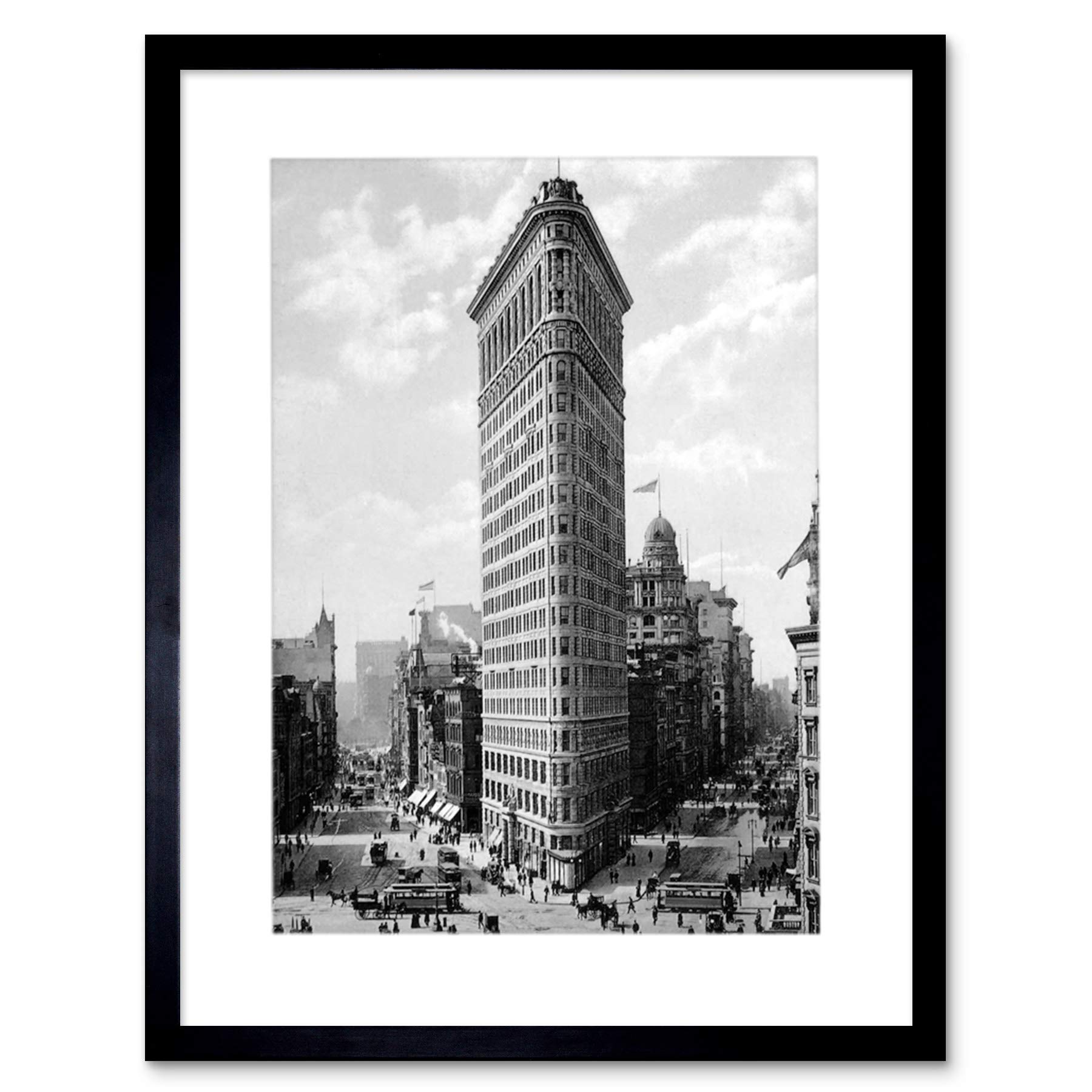 Wee Blue Coo Flat Iron Building Ny 1903 Vintage History Old Bw Photo Framed Art Print & Picture & Mount F12X355
