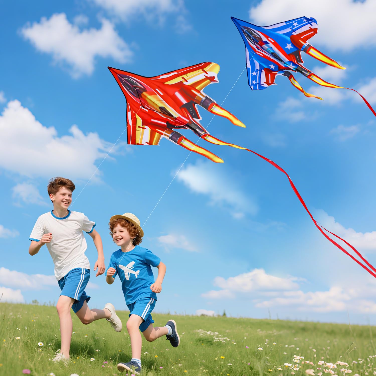 Cerf-volant de combat pour enfants et adultes – Cerf-volant d'avion durable pour garçons âgés de 8 à 12 ans et 4 à 8 ans avec bobine de ficelle de cerf-volant, grand cerf-volant d'extérieur facile à