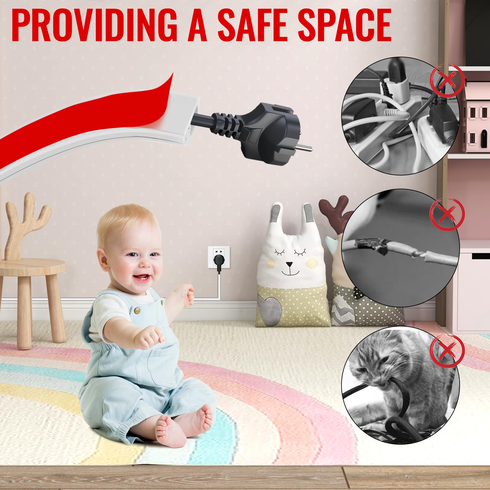 Passe Cable Sol,Cache Cable TV Mural,Goulotte De Câble Autocollante