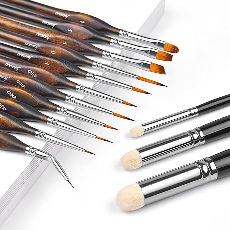 Fuumuui Miniature Paint Brushes and Dry Brush Set