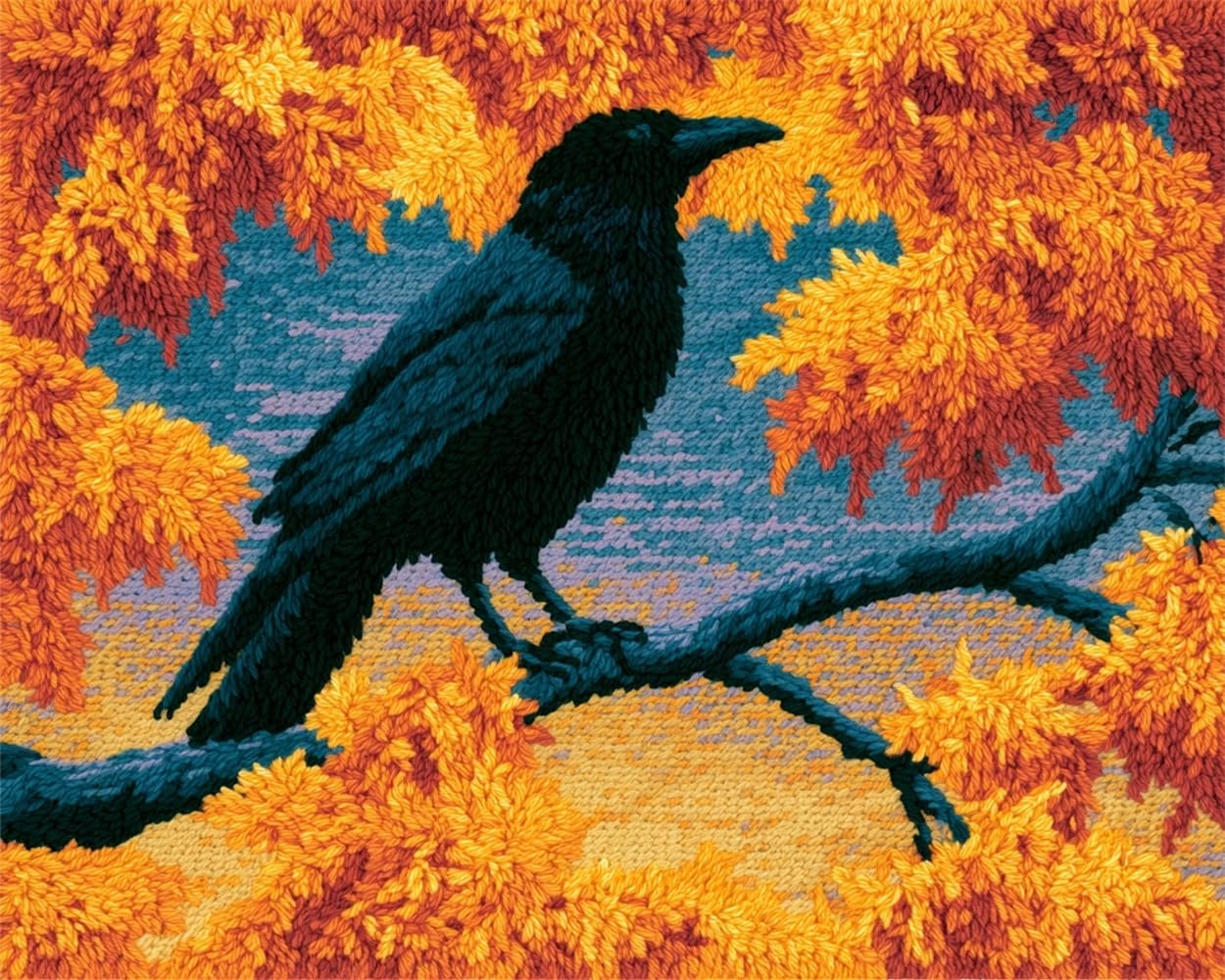 FWRTYCB Latch Hook Rug Kit Crow in the Tree