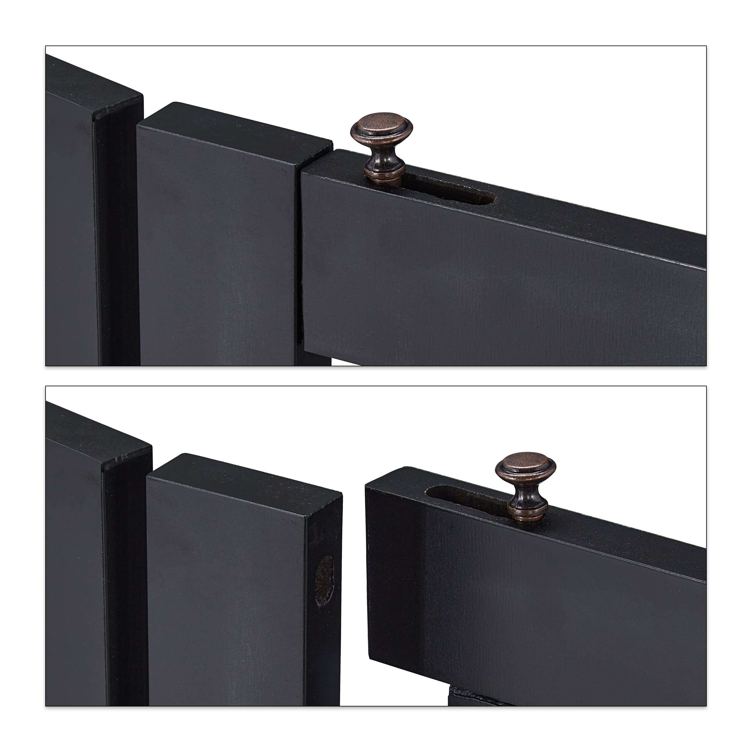 Relaxdays Barrera Seguridad Niños, Valla Protectora con Puerta, para Escaleras, 92x154cm, Plegable, sin Taladrar, Negro