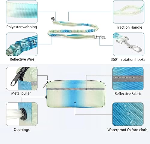 Miniatura 6 de Correa de perro manos libres para perros pequeños, medianos y grandes, con bolsa con cremallera, correa ajustable en la cintura, 3.9-6 pies