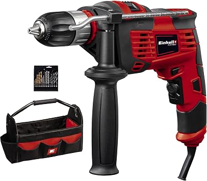 Einhell Hammer Drill Set TC-ID 1000 E Kit 1010 W, Wood Drilling Capacity 32 mm, Metal 13 mm, Concrete 16 mm, 13 mm Keyless Chuck with 16-Piece Drill Set and Bag