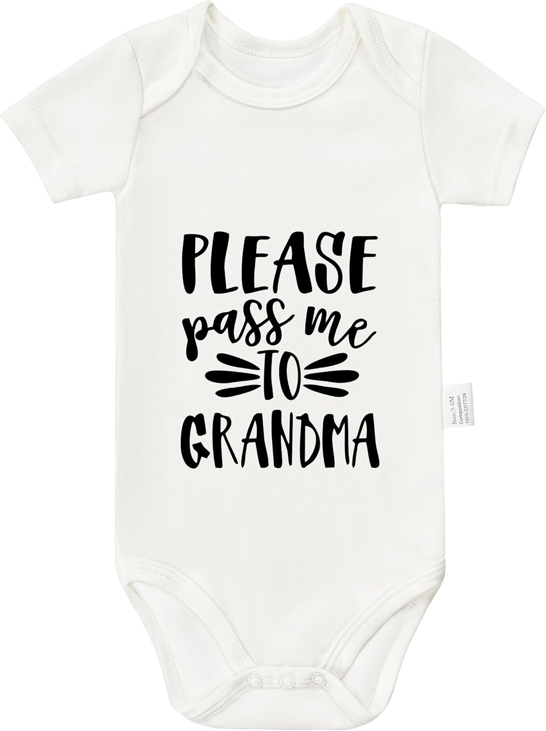 Please Pass Me to Grandma Bodysuits, Infant Boys Girls Unisex Newborn Cotton Romper Short Sleeve Outfits 0-24 Months