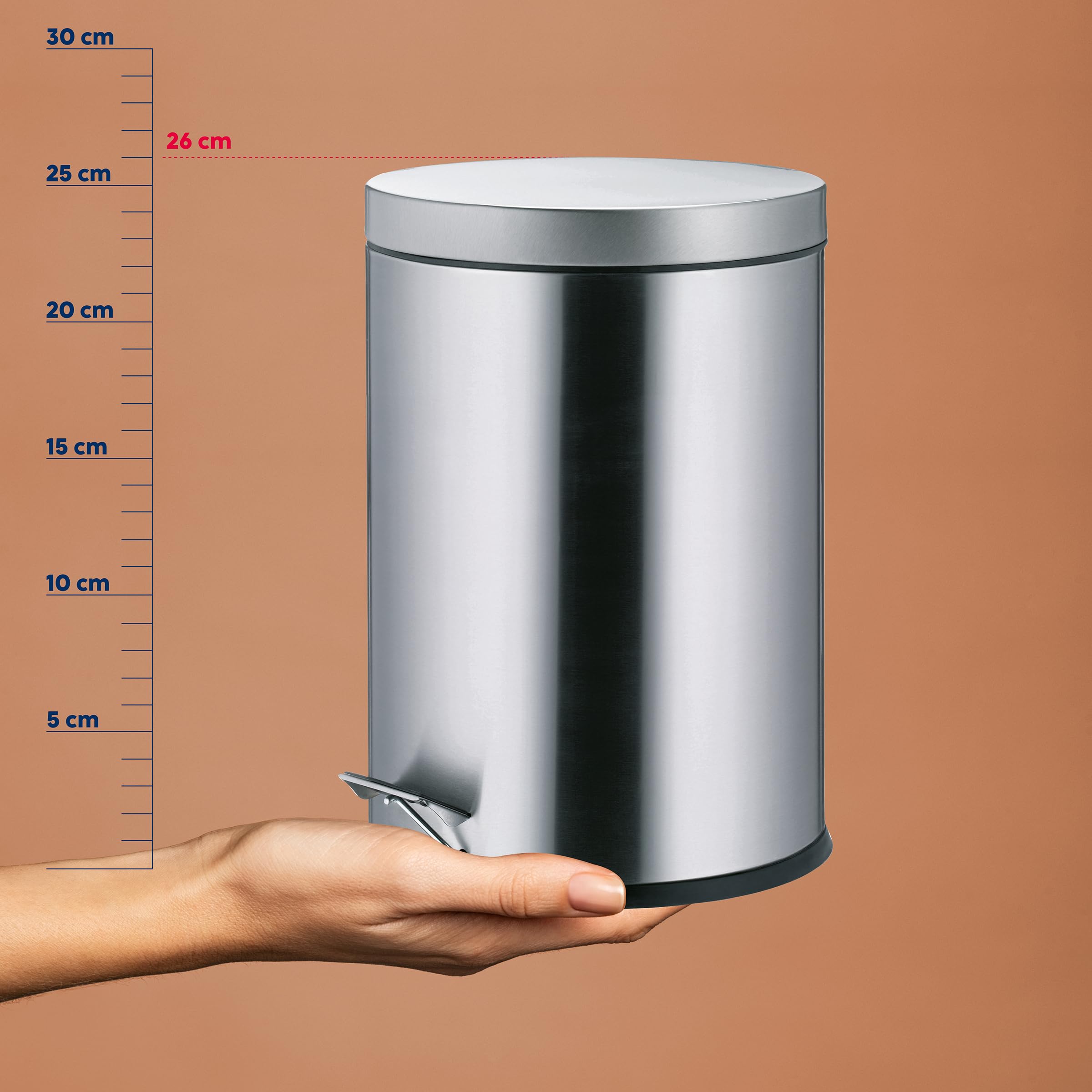 kela Cubo para cosméticos 3 l, cubo de basura con pedal MONACO, cubo de basura de acero inoxidable para baño con cubo interior y asa de transporte, mate