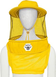 BP105 Beekeeping Veil Rounded with High Visibility for Beekeepers - 3-Layer Hat (Gold, One Size)