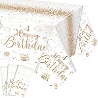 Vista 21 de Tudomro 1 mantel rectangular de plástico para decoración de fiesta de cumpleaños, para mujeres y hombres, suministros de fiesta de baby shower, 108