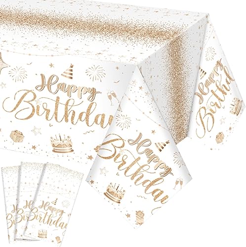 Tudomro 3 manteles rectangulares de plástico para decoración de fiesta de cumpleaños, para mujeres y hombres, suministros de fiesta de baby shower,