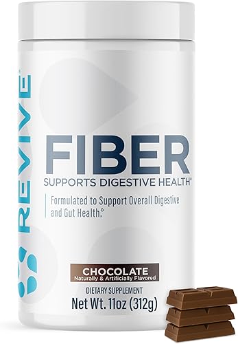 Revive MD Fibra - Salud digestiva, fibra, cáscara de psyllium, harina de avena - 30 porciones (chocolate)