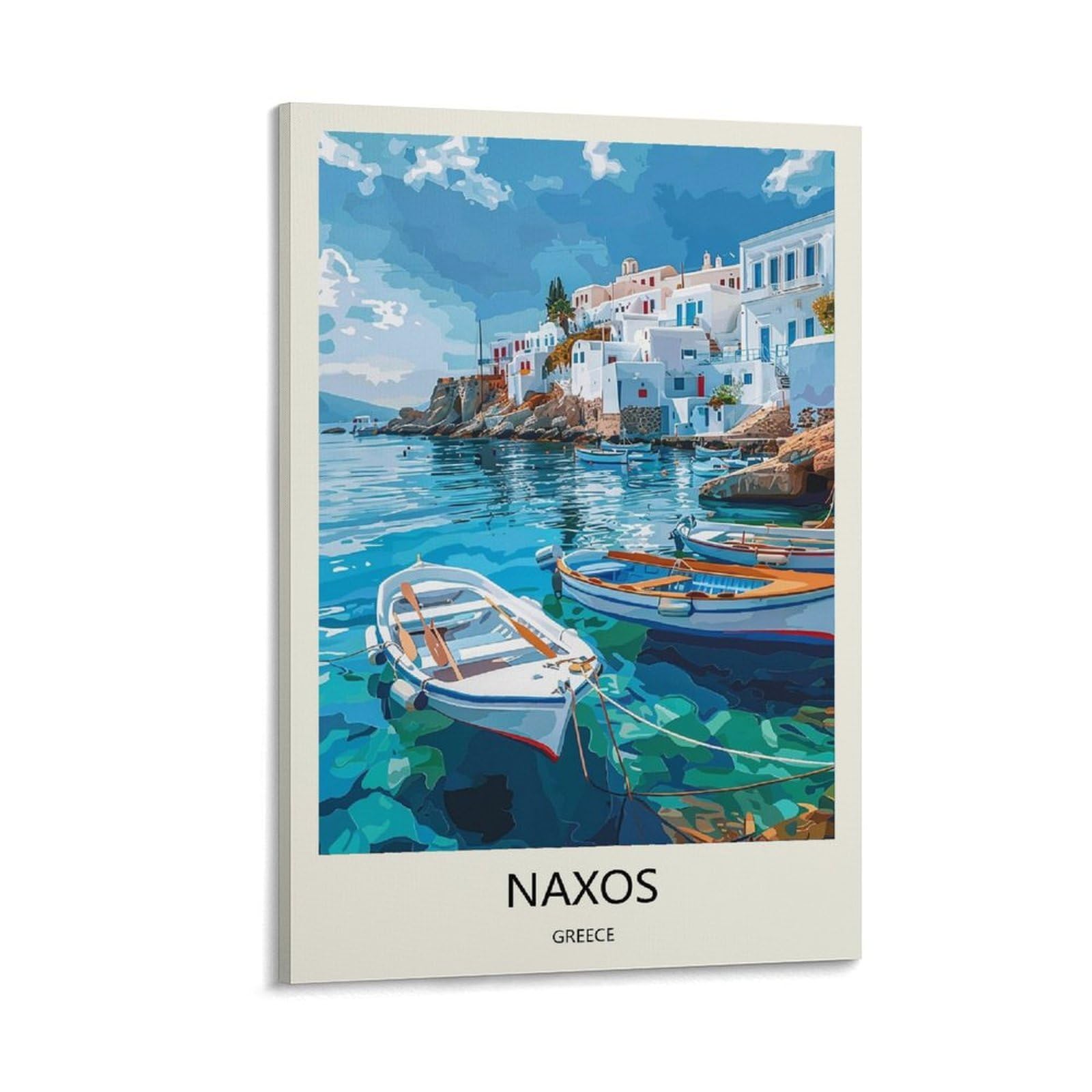 Yjneng Framed Canvas Art Picture Naxos Greece Wall Decor Art Painting Posters Modern Family Decorative Poster 12X18inch(30X45cm)