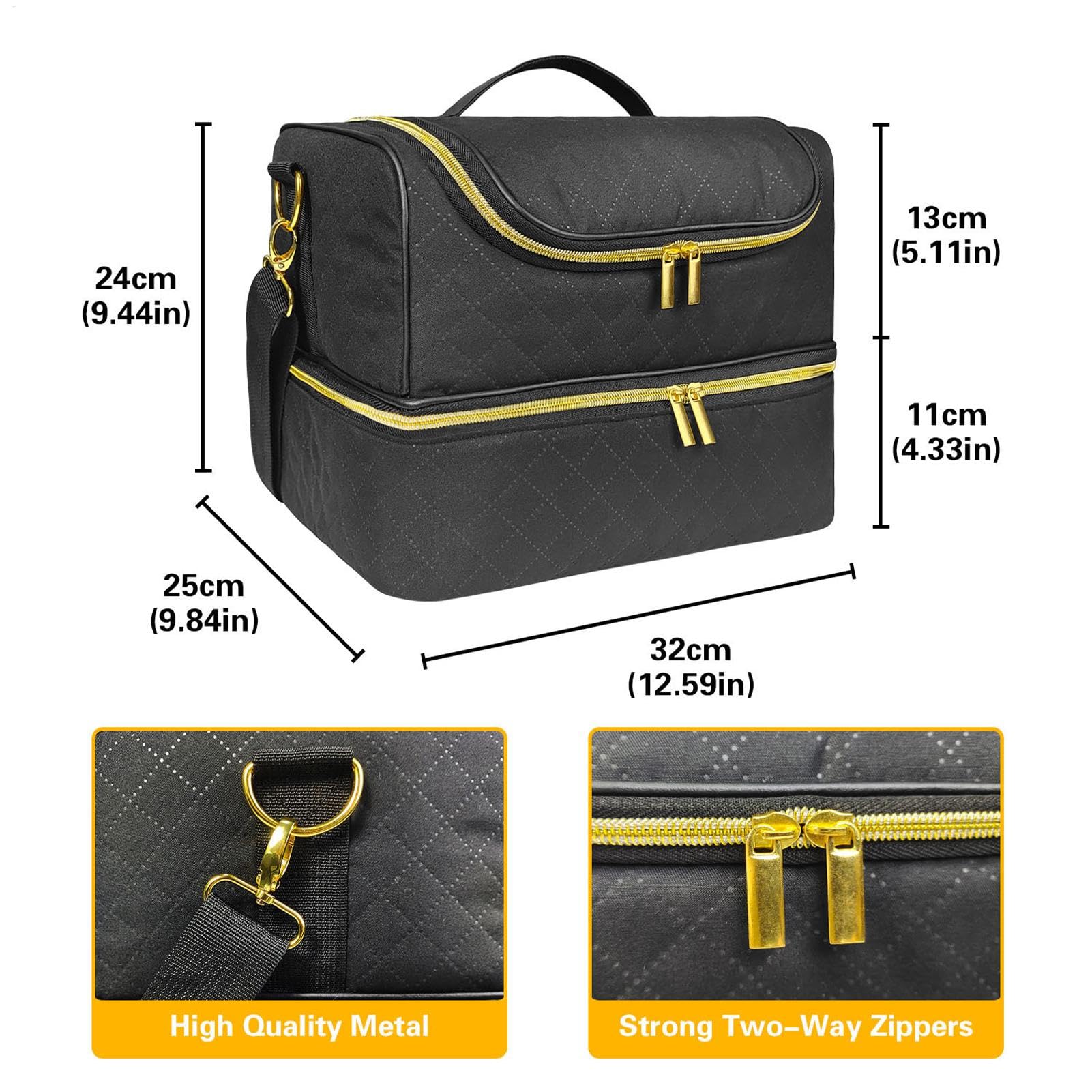 Organizer per smalto gel, borsa da viaggio per smalto per unghie | a doppio strato, contiene 60 bottiglie e asciugatrice, contenitore per oggetti e strumenti per manicure, robusto e compatto,