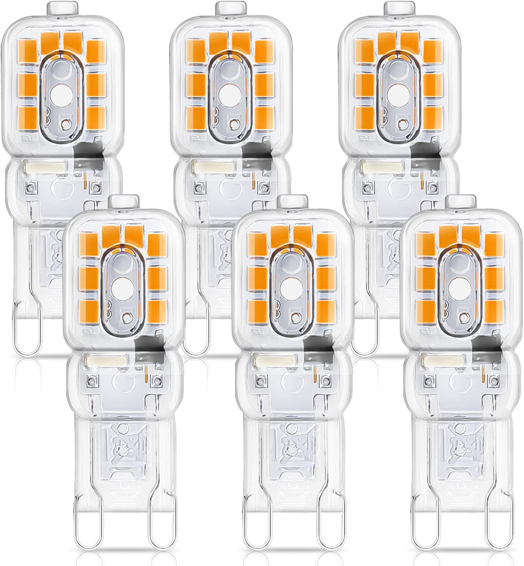 G9 Led Bulb 3W, 33W Halogen Equivalent, Warm White (3000k), 360° Beam Angle, Energy Saving G9 Bulbs for Home Lighting, 6 Pack