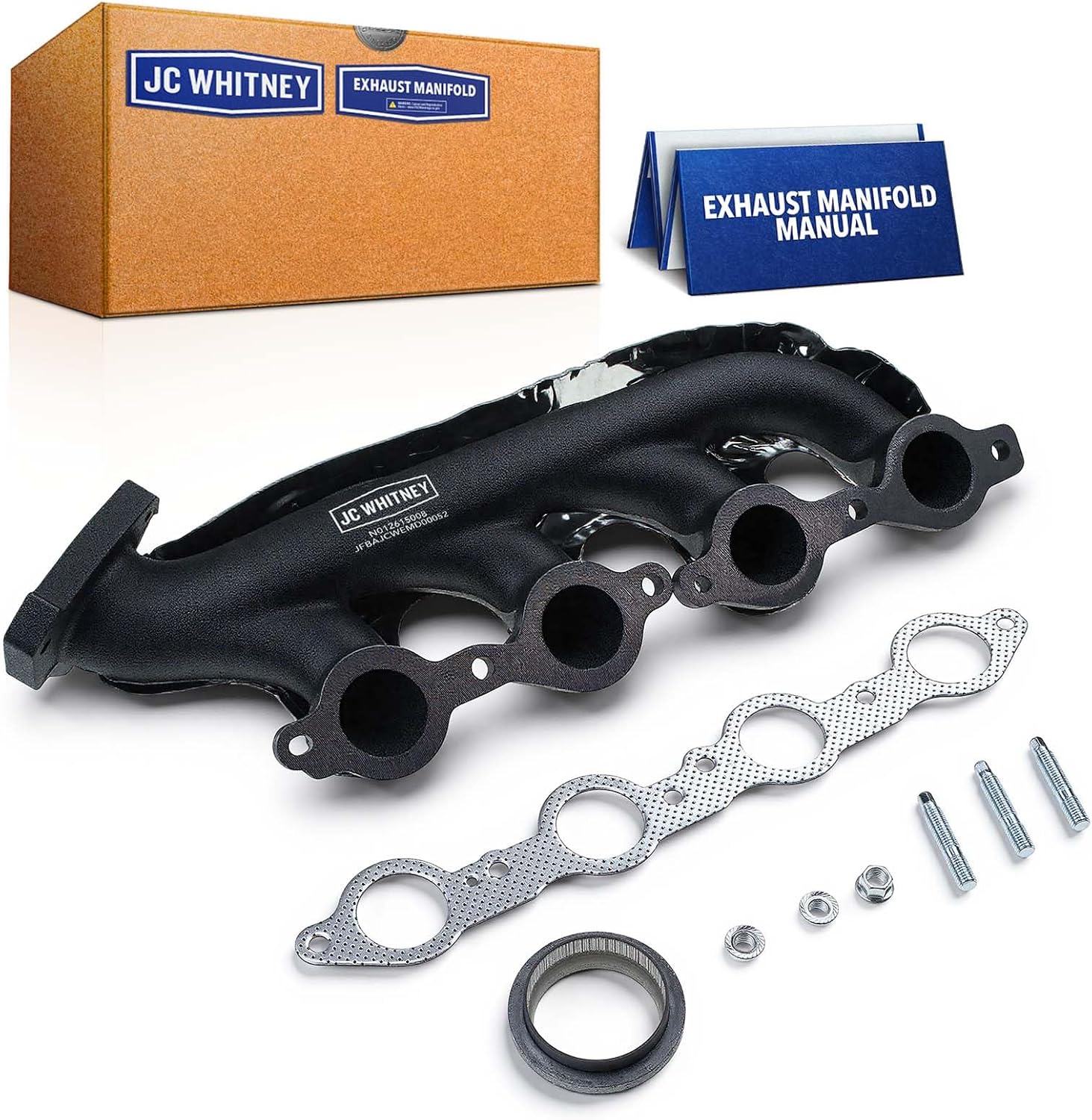 JC Whitney JFBAJCWEMD00052 Right Exhaust Manifold Kit - Compatible with Chevrolet Silverado 1500 02-13, Silverado 2500 03-04, Silverado 3500 03-06, GMC Sierra 1500 02-13 - 4.8L 5.3L 6.0L 6.2L Cyl.8