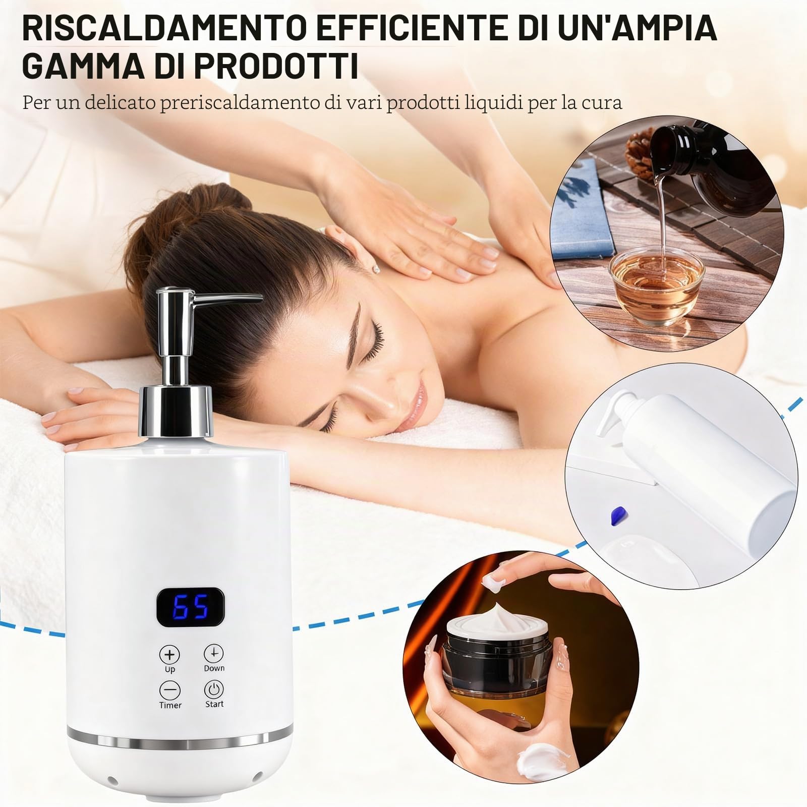 Scalda Olio da Massaggio, Riscaldatore ad Olio Massaggio, 250 ml Scaldaolio Elettrico Portatile per Saloni di Bellezza SPA uso Domestico
