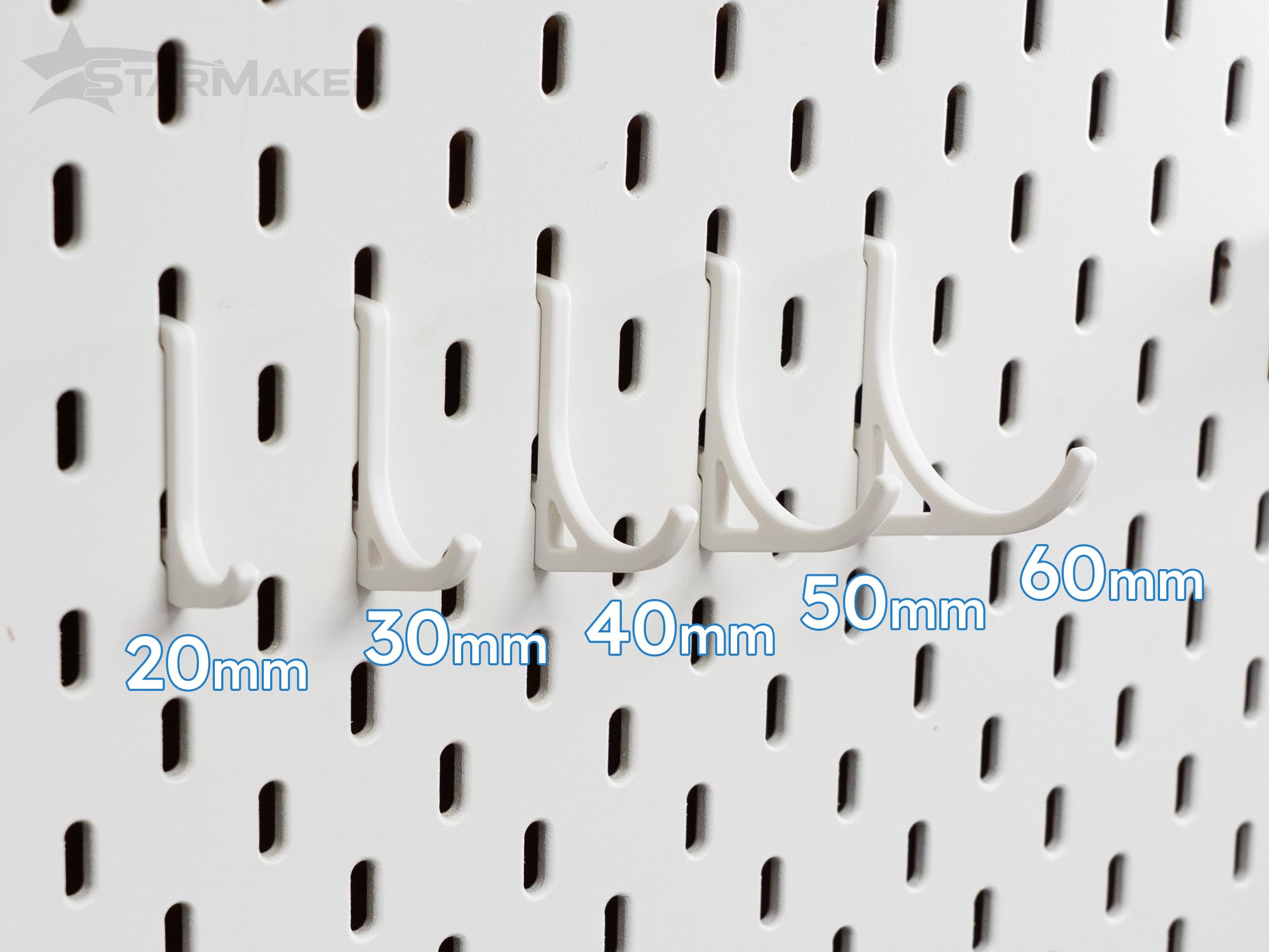 Set di 10 ganci per pannello forato Ikea Skadis - Modello rotondo, 30 mm - Supporto da parete, pannello per utensili e accessori