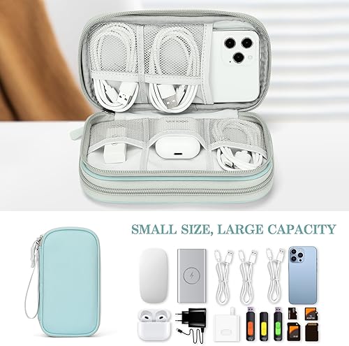 Vista 75 de FYY Organizador para cosas electrónicas, para viajes, para cables, cargadores, celular y auriculares, estuche portátil, impermeable, doble capa