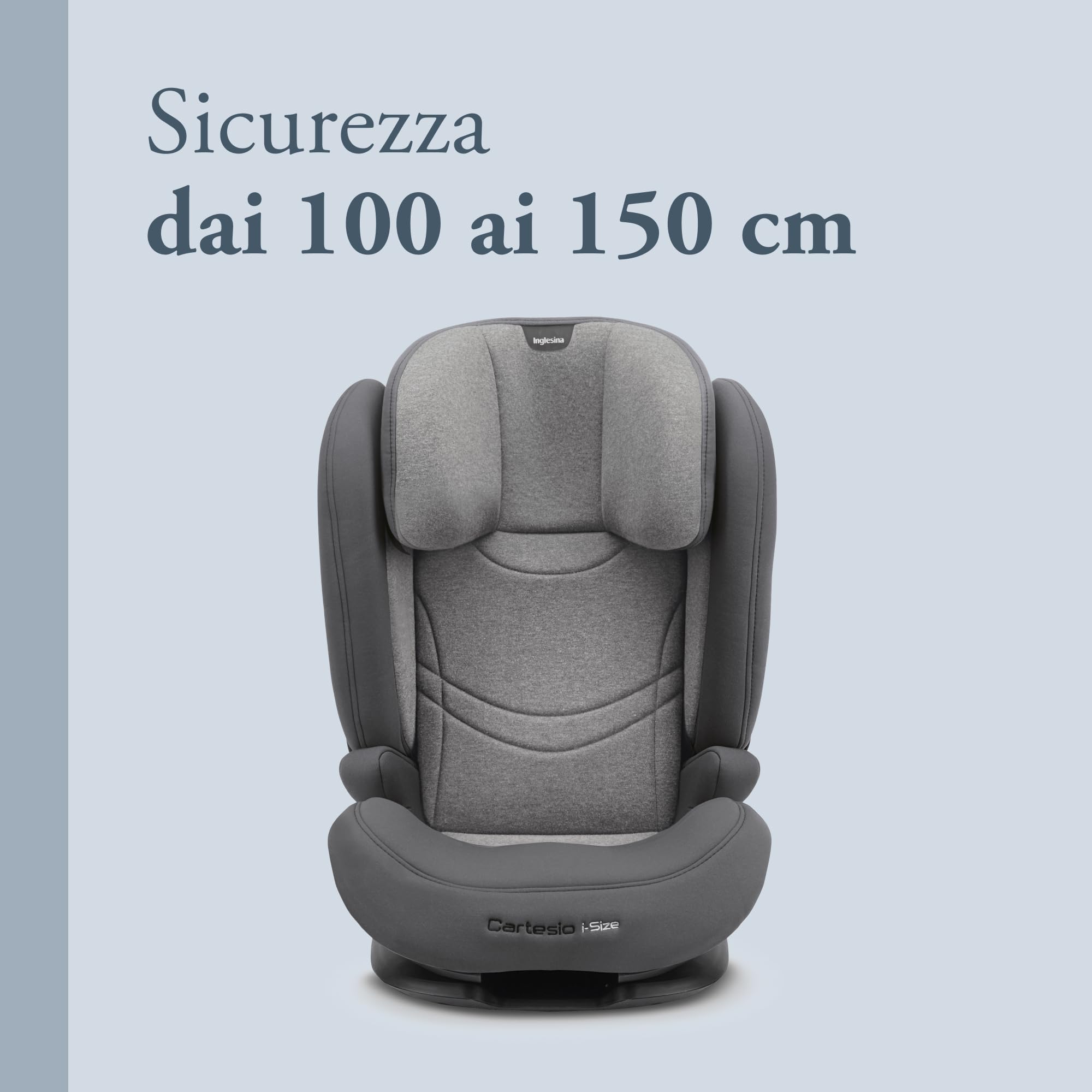 Inglesina Cartesio i-Size Seggiolino Auto, Isofix, per Bambini da 3 a 12 Anni circa, dai 100 ai 150 cm, Stone Grey