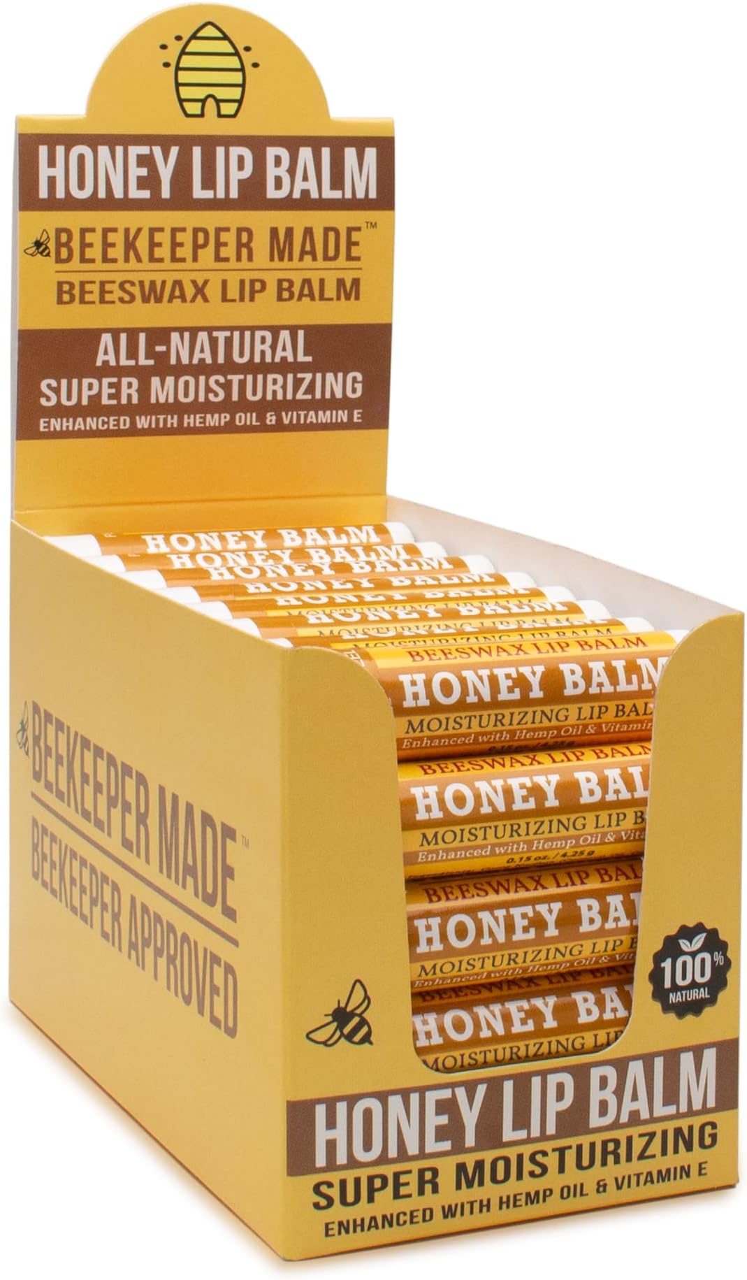 Beekeeper Made Beeswax Bulk Lip Balm, 40 Count Honey Flavor | For Men, Women, and Children. Great for Gifts, Showers, & More