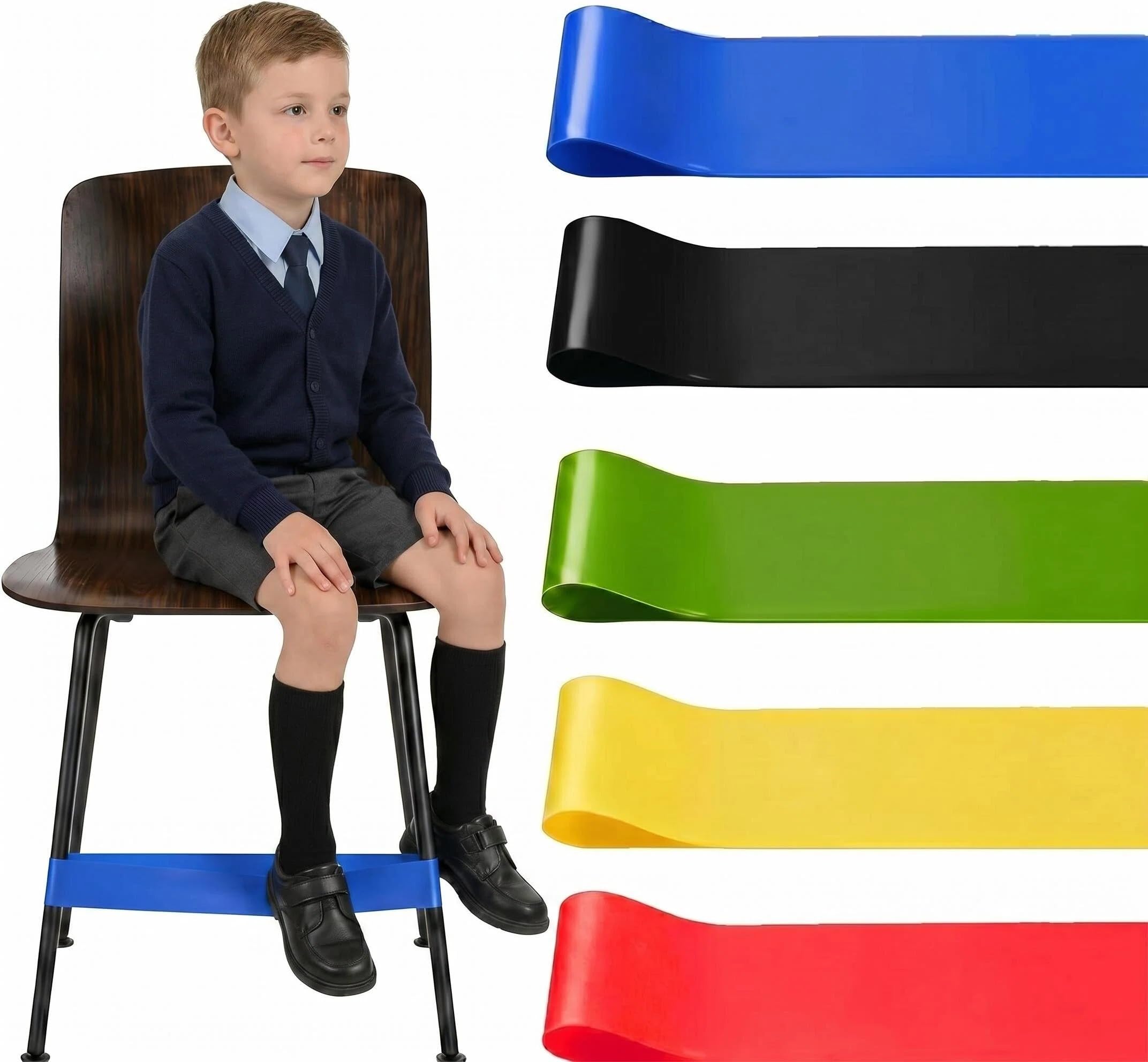 5 Pack Chair Bands for Kids with Fidgety Feet, Sensory Chair Bands, Desk Foot Movement Straps for Classroom & Home Chairs, Improve Focus Reduce Restlessnes For Sensory ADHD ADD Autism