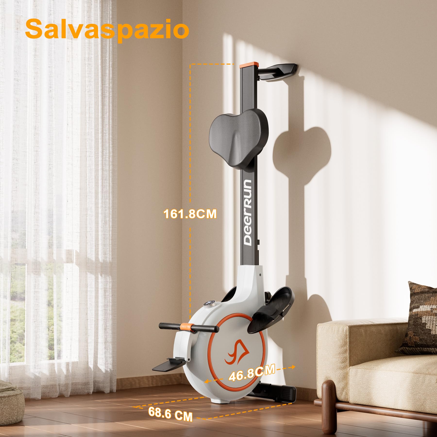 Deerrun Vogatore Magnetico 32 Livelli di Resistenza con Display LCD, Vogatore per Casa Capacità di Peso 136 kg,Vogatore Professionale con APP Controllo, Vogatore ad Acqua