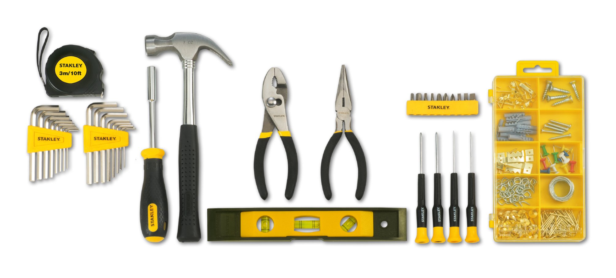 STANLEY STMT0-74101 Kit 38 utensili per la casa con borsa & STHT0-62113 Kit Serraggio, Set giraviti 42 pezzi