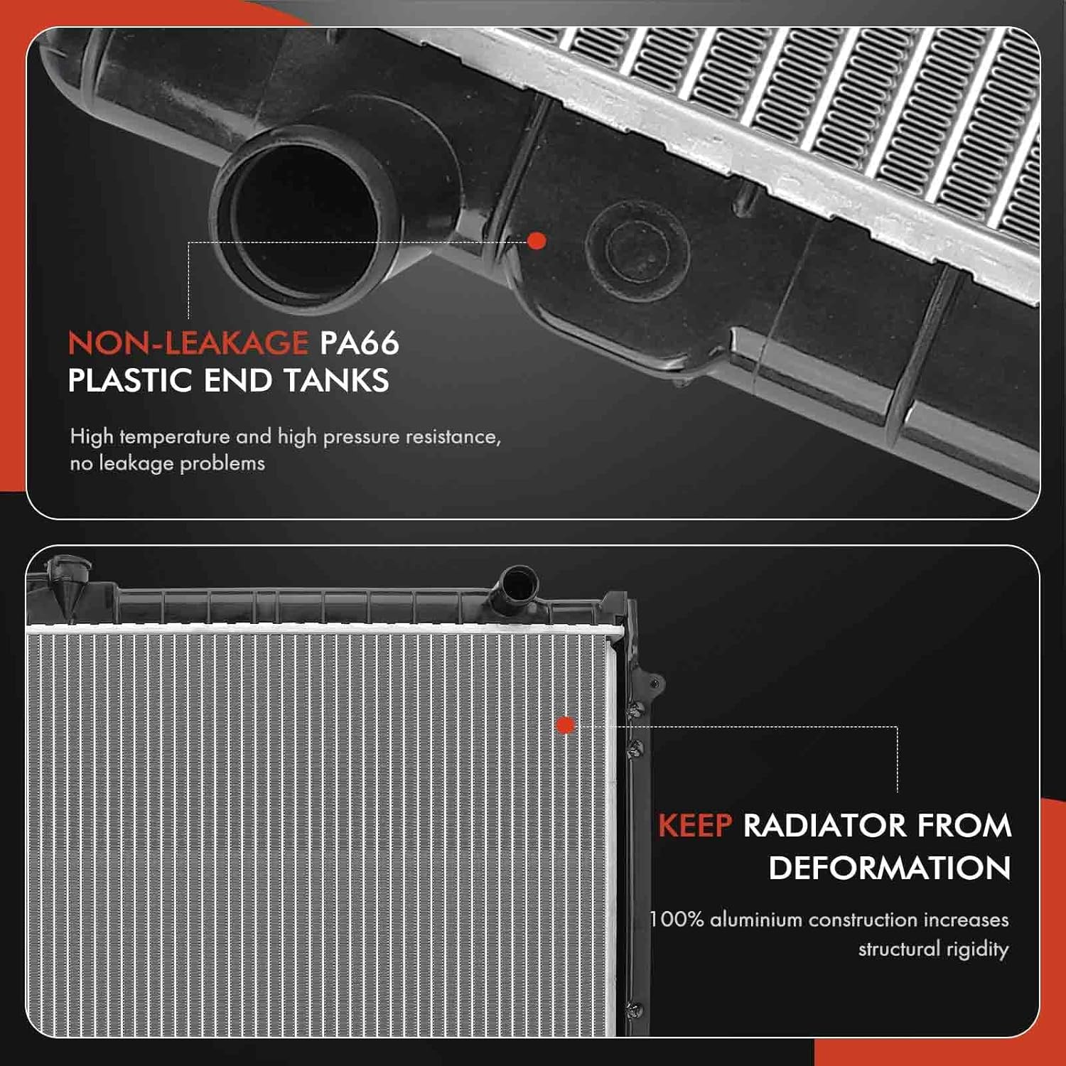 A-Premium Engine Coolant Radiator Assembly Compatible with Toyota Tacoma 1995 1996 1997 1998 1999 2000 2001 2002 2003 2004, 2.4L 2.7L 3.4L, Manual Transmission, 18-11/16" Height, Not for 4WD