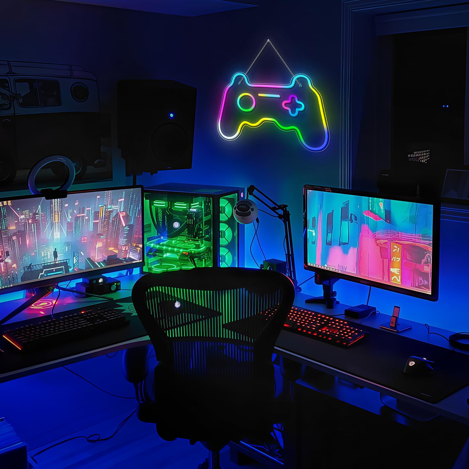 Insegna Luminosa Al Neon A Forma Di Scudo Gaming, Luce LED Dimmerabile USB Per Decorazione Parete, Sala Giochi E Camera Da Letto - 2