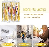 Vista 2 de Cepillos de dientes desechables con pasta de dientes, paquete de 200, cepillo de dientes hueco amarillo con 0.35 oz de pasta de dientes envueltos