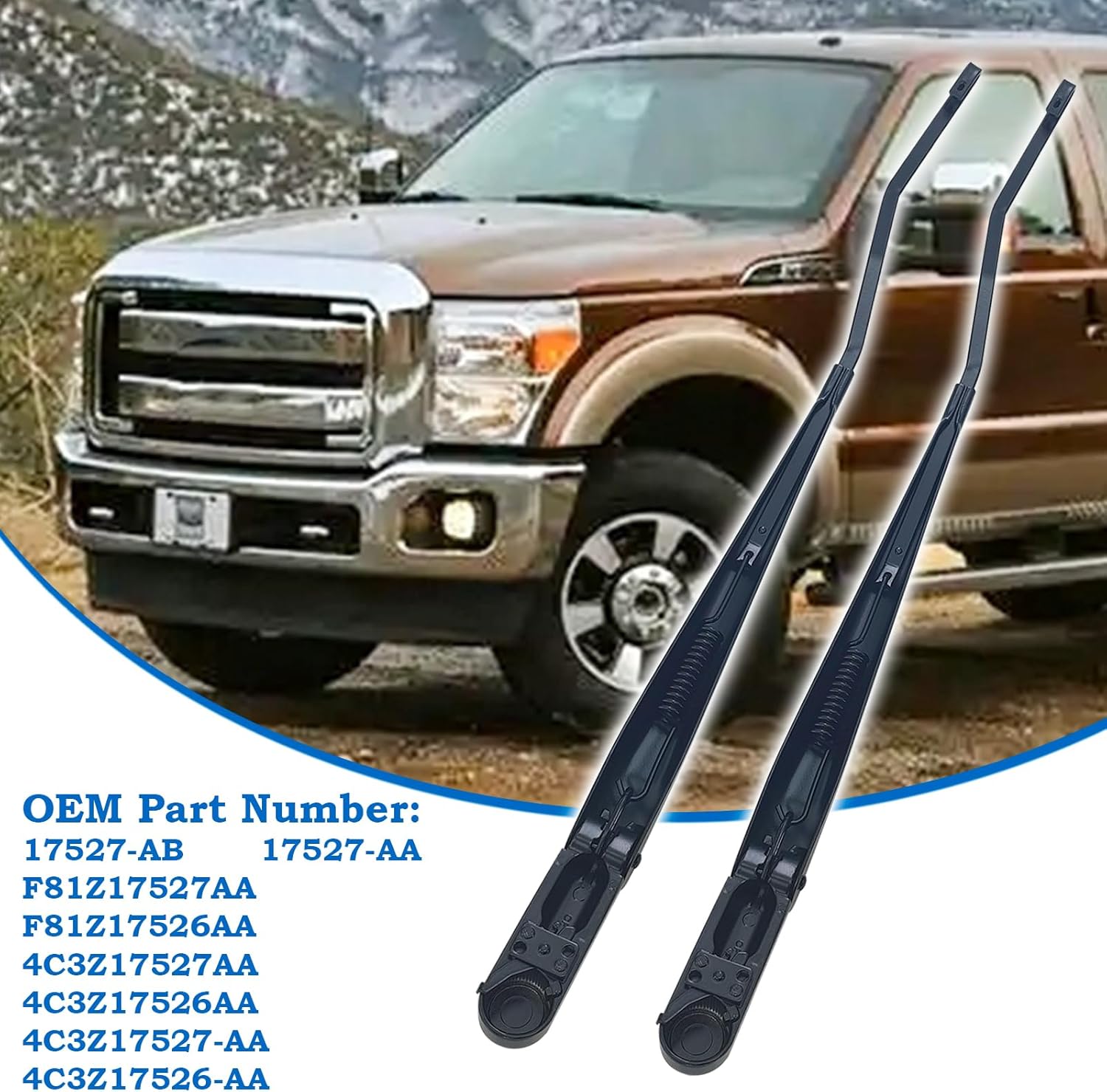SHOWSEN 1 Pair Front Windshield Wiper Arm Compatible with 2000-2005 Ford Excursion 1999-2007 Ford F250 F350 F450 SuperDuty Replacement 4C3Z17527AA 4C3Z17526AA
