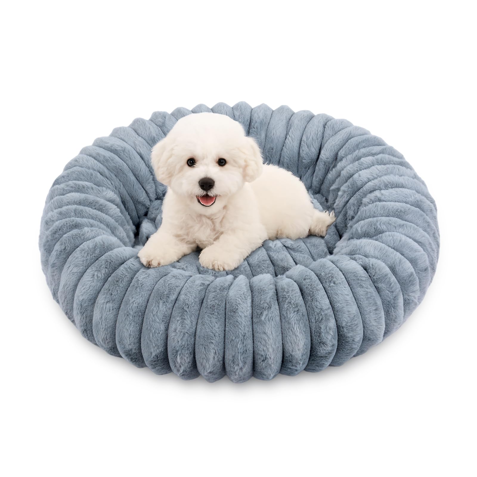 Qoosea Cuccia per Cani Morbida con Peluche Lungo, Lavabile Cuccia Cane Interno con Fondo Antiscivolo, Caldo Cuccetta per Cani e Gatti da Kennel, Addensamento Tappetino Letto Grigio 40cm