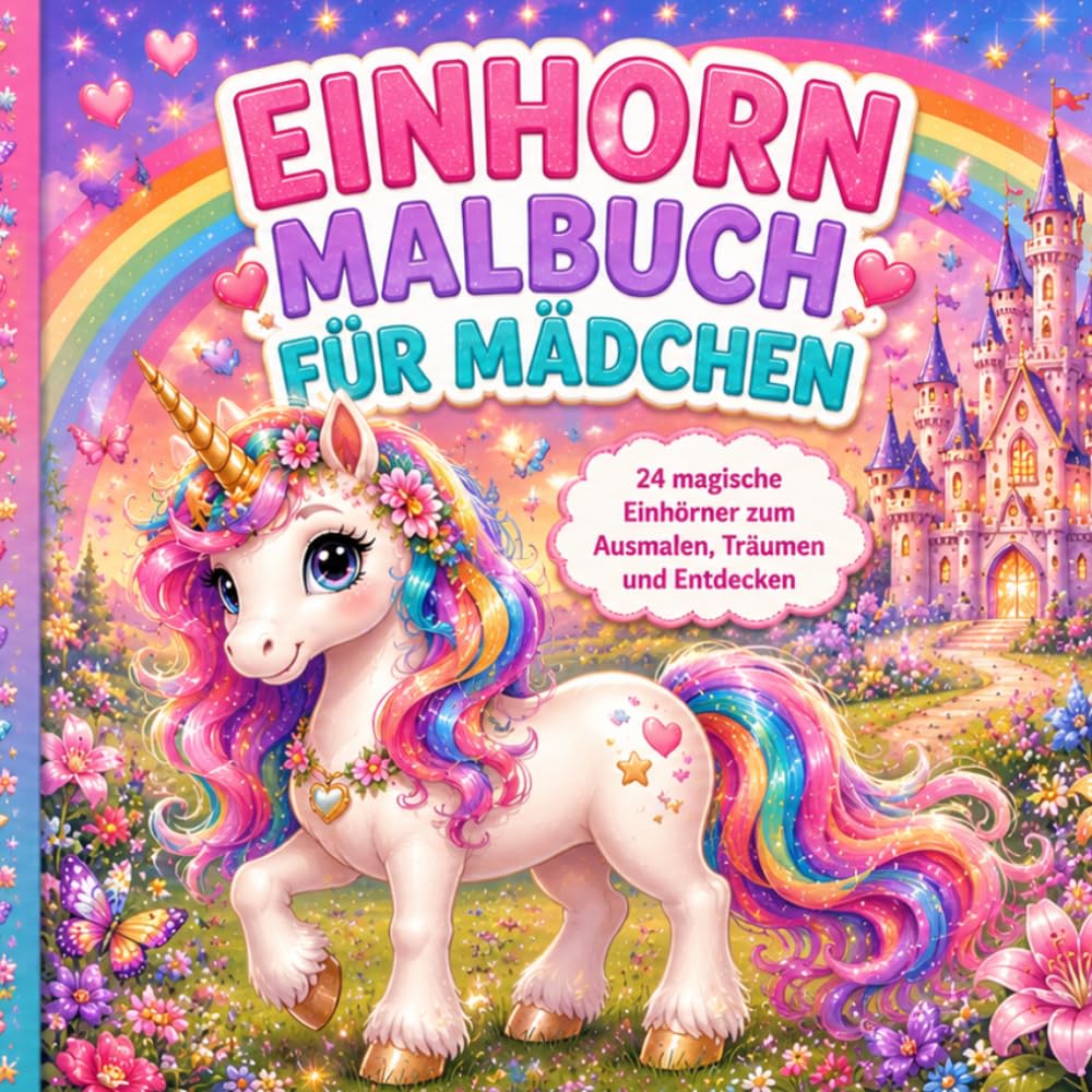 Einhorn Malbuch für Mädchen: 24 magische Einhörner zum Ausmalen, Träumen und Entdecken