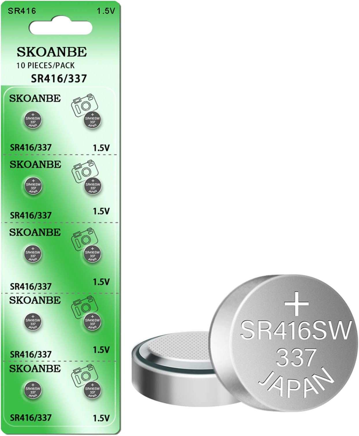 SKOANBE SR416SW 337 1.55V Watch Battery (10-Pack)
