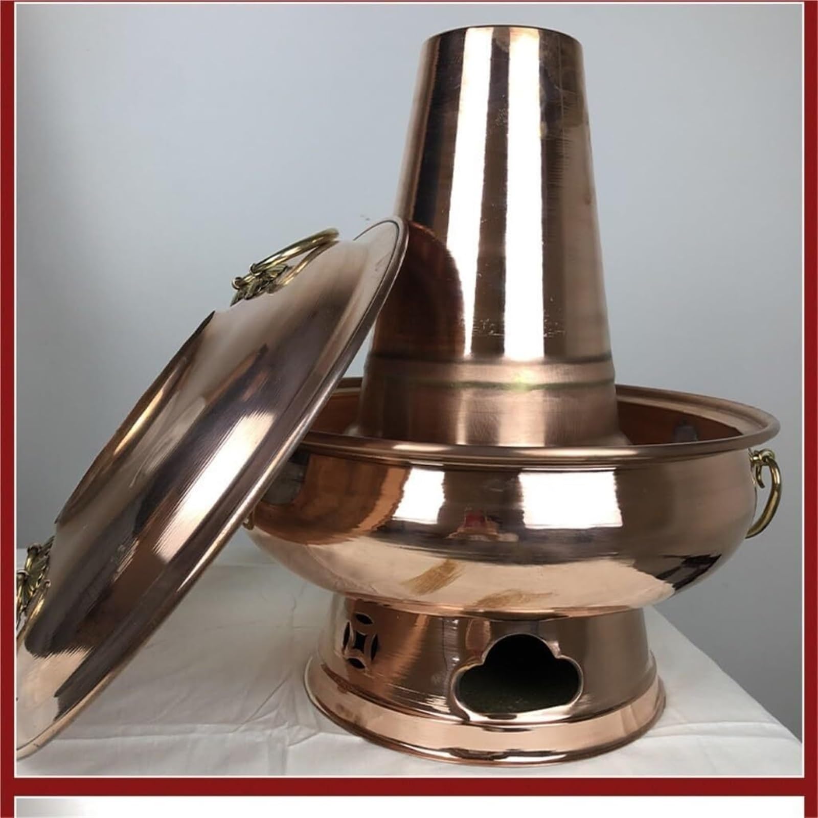 Chiński garnek miedziany, garnek węglowy, staromodny chiński garnek Shabu do domowego, rodzinnego gotowania, garnek(A-32cm