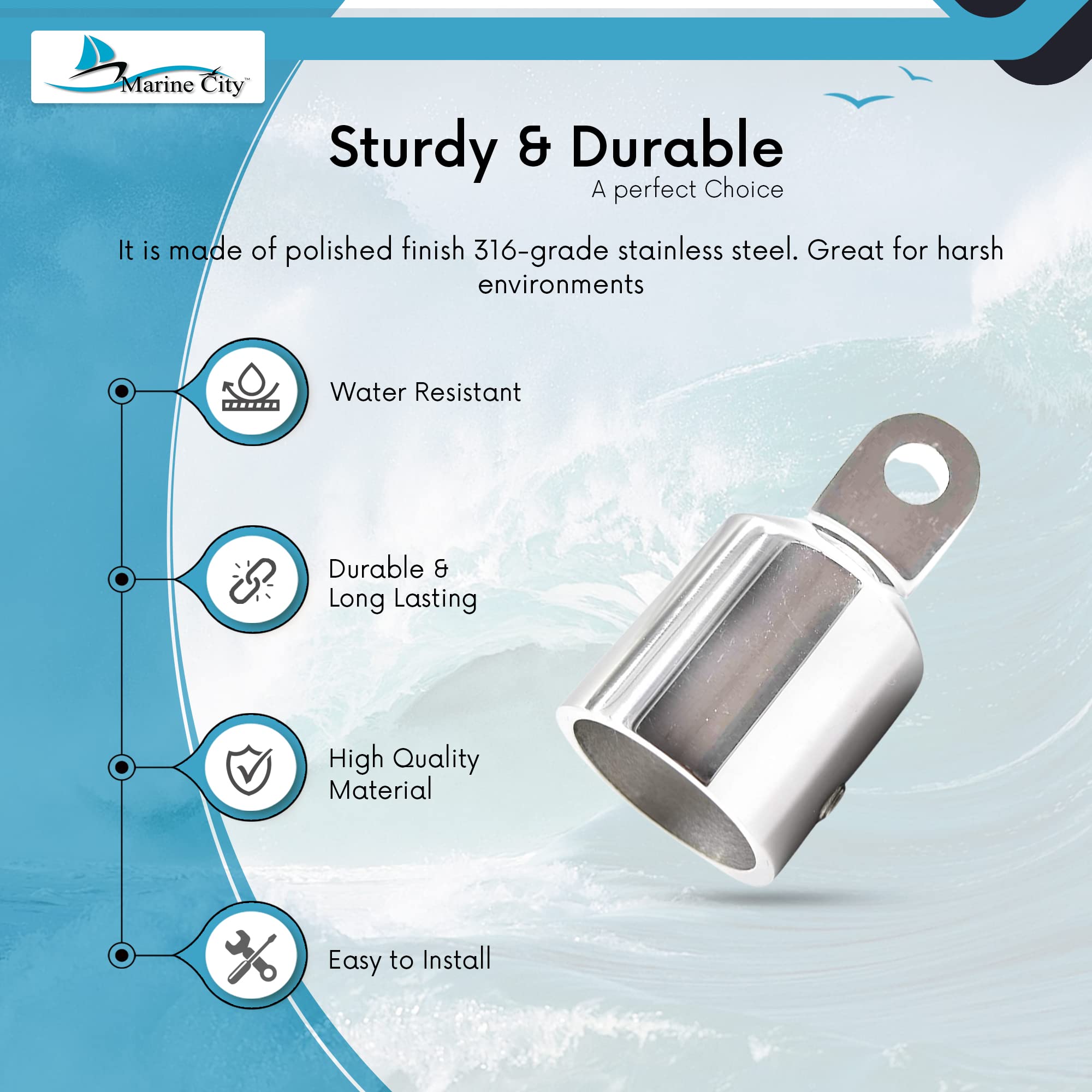HZSIFU 12-Piece 316 Stainless Steel Bimini Top Hardware Kit - Fits 1" Round Tubes, Includes Caps, Jaw Slides & Hinges For Boat Awning