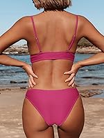 Vista 2 de CUPSHE - Conjunto de traje de baño de dos piezas, bikini sexy, unicolor, con forma triangular, para mujer