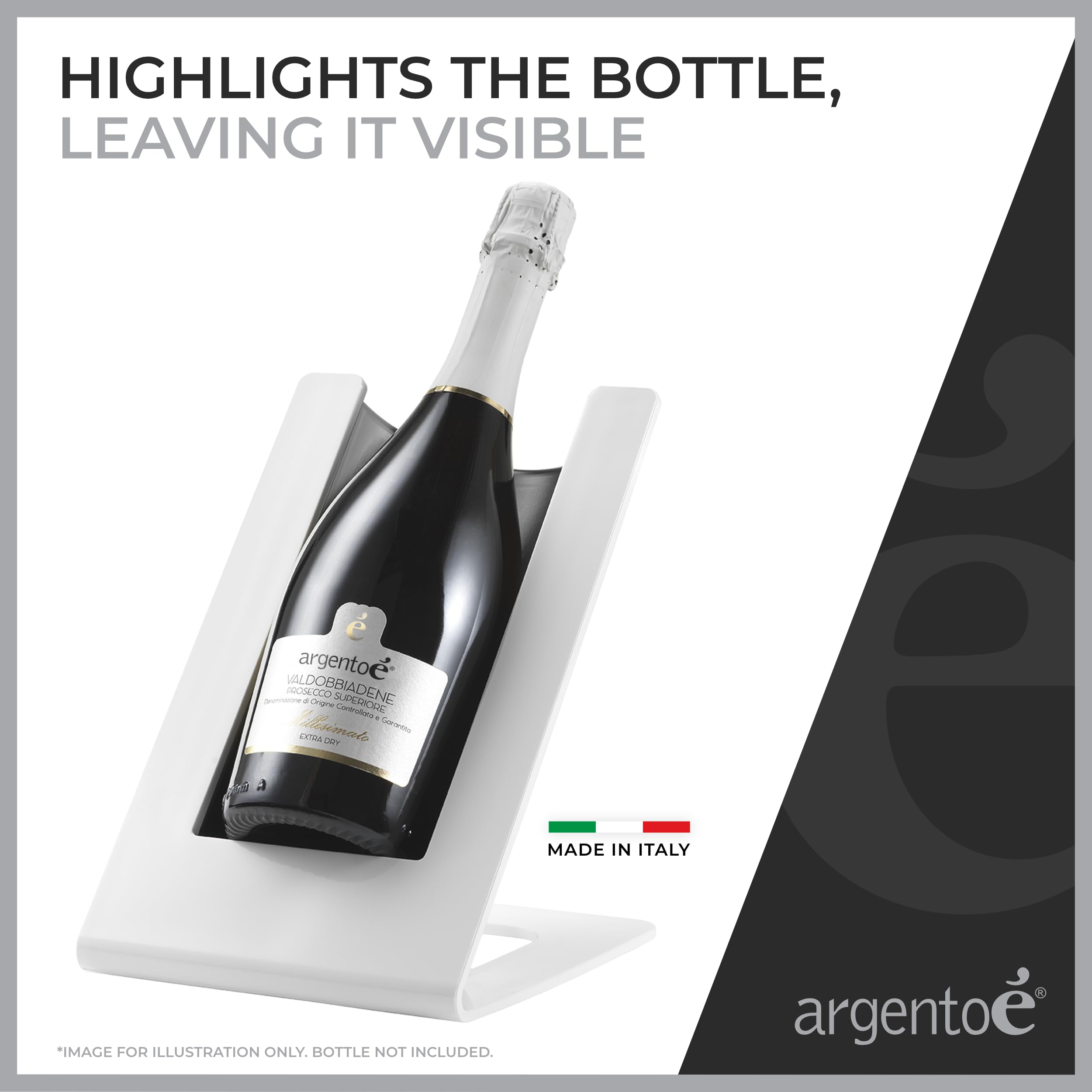 argentoè Gelette Enfriador de Botellas de Vino - Soporte Refrigerante y Glacette Térmica de Mesa - Expositor para Cava y Champagne Sin Hielo - Diseño Made in Italy (Blanco)