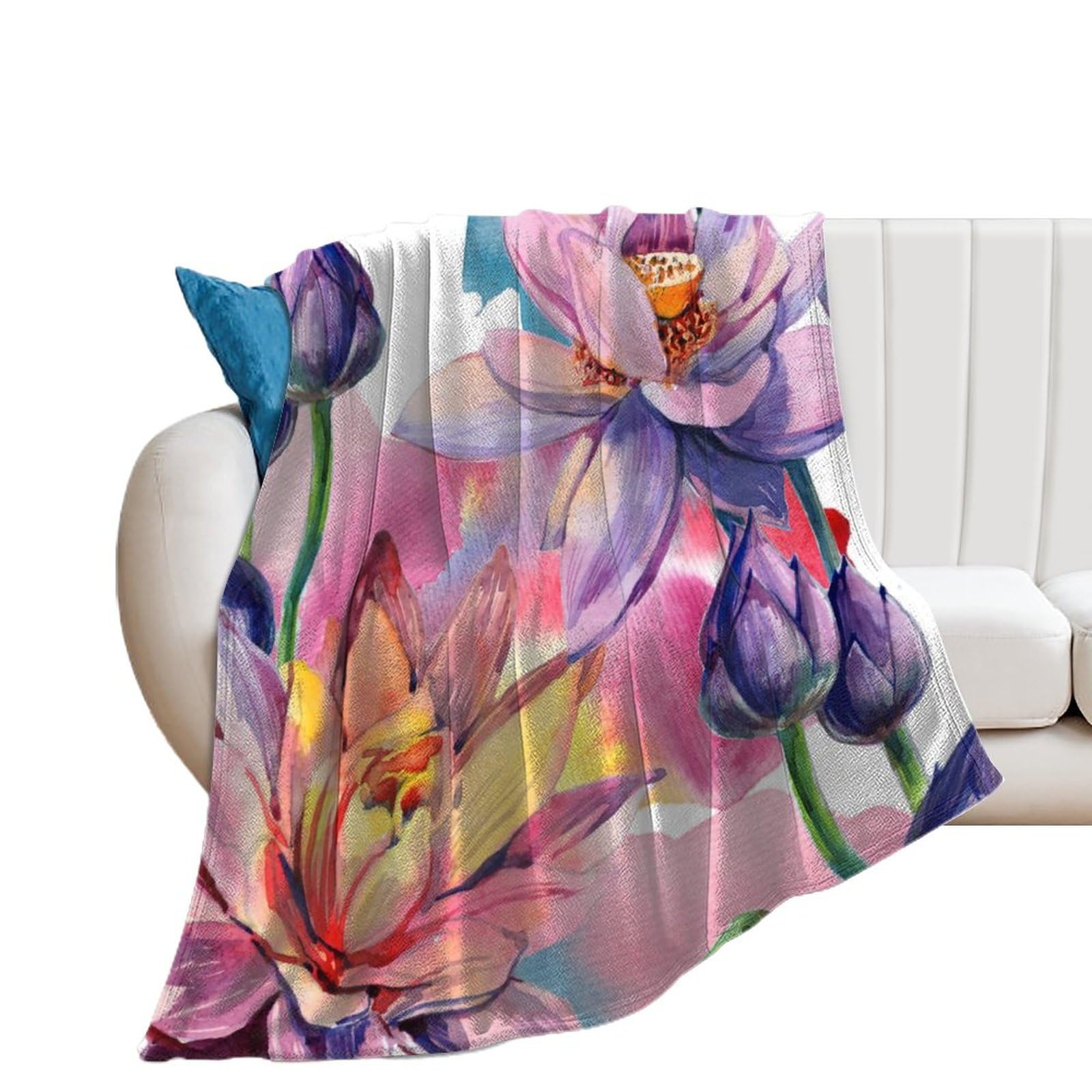 Couverture polaire haut de gamme en flanelle douce imprimé floral