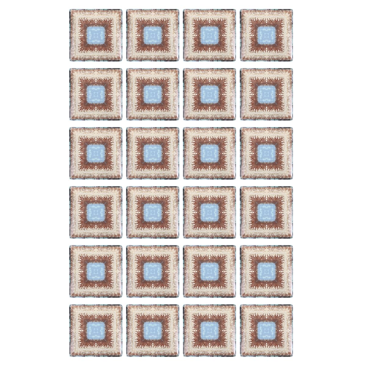 Set de 24 assiettes carrés MINAS en porcelaine avec motifs, plat à pain salades desserts - Dimensions : 16 x 16 x 2 cm