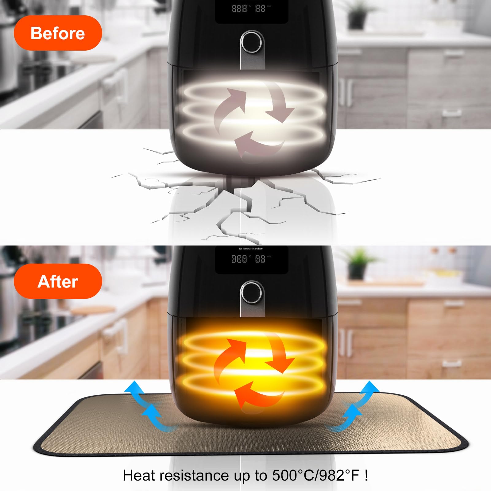 Tappetino Antincendio 50x70cm In Fibra Di Vetro - Ignifugo Per Cucina, Resistente Fino A 500°C - Foto 3