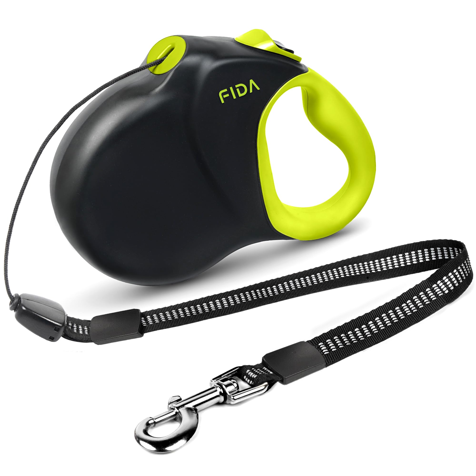 Fida 9m/30FT Retractable Dog Lead Cord, Heavy Duty Dog Leads for Medum/Large Dogs, Tangle Free Extendable Lead for Dogs Up to 50kg/110lbs, Black&Yellow
