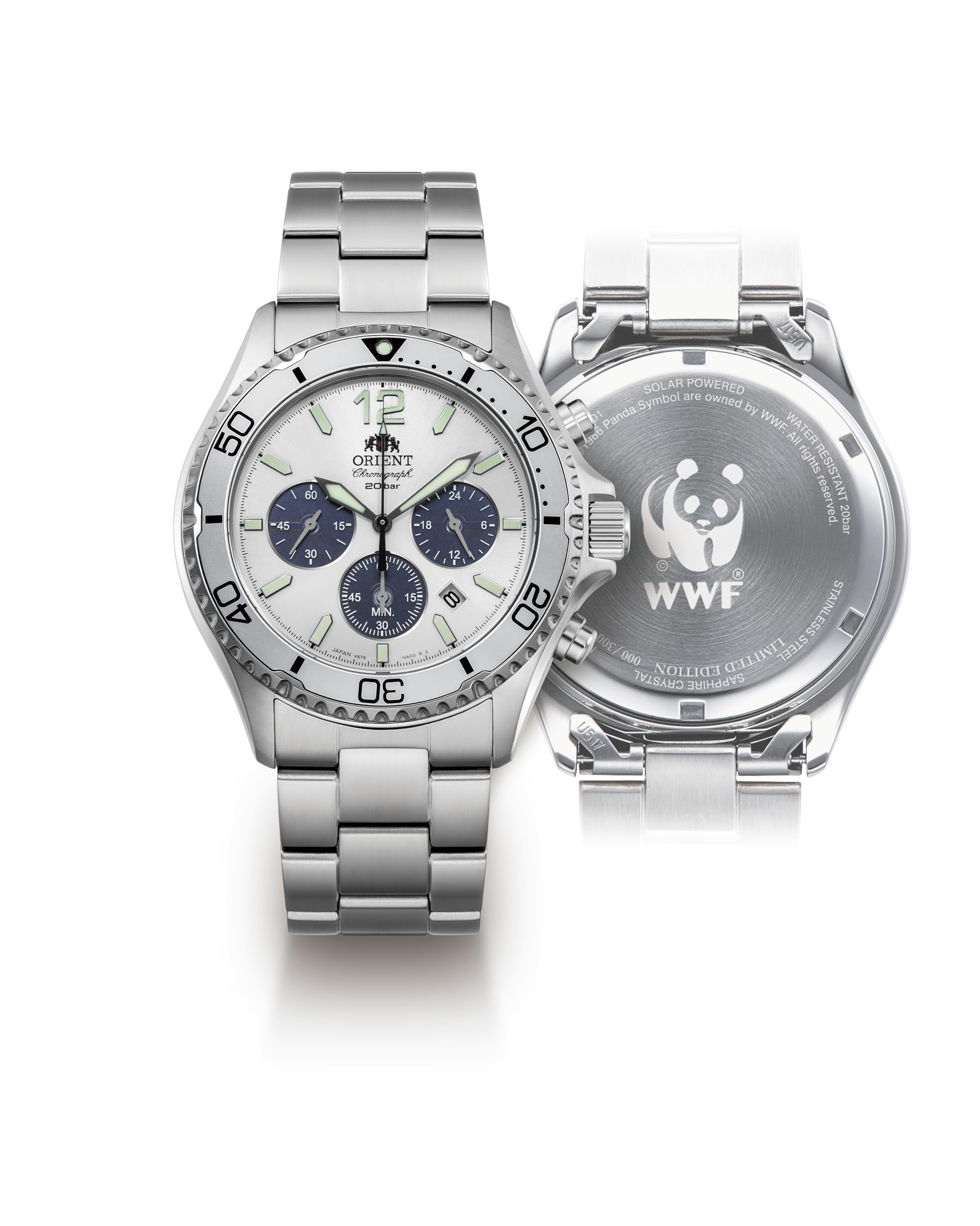 Orient Mako Solar Panda RN-TX0205S Men's White Silver Solar Panda