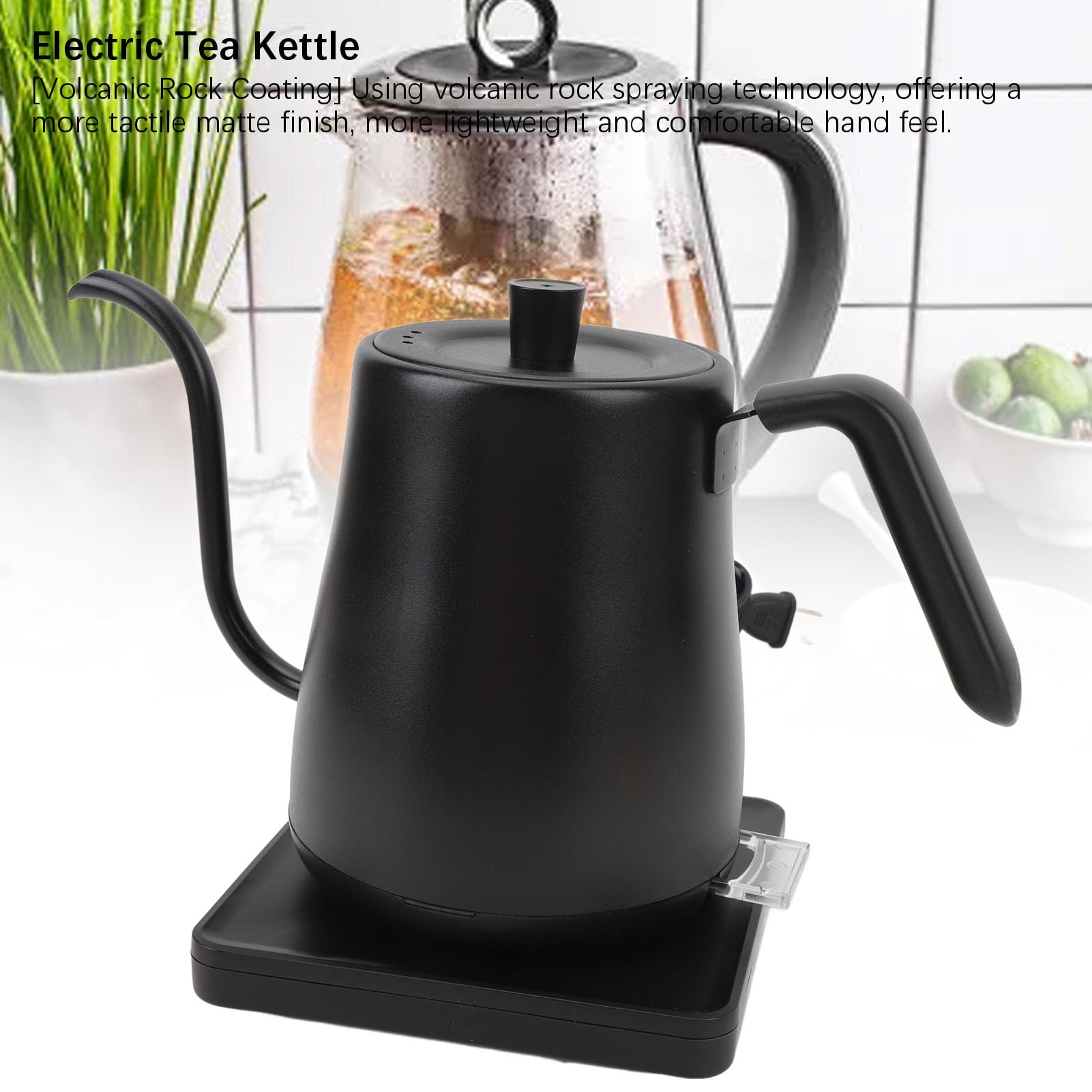 Hervidor eléctrico con cuello de cisne 800ml 1000W apagado automático ABS 304 acero inoxidable vertido sobre hervidor (EU Plug 220V)