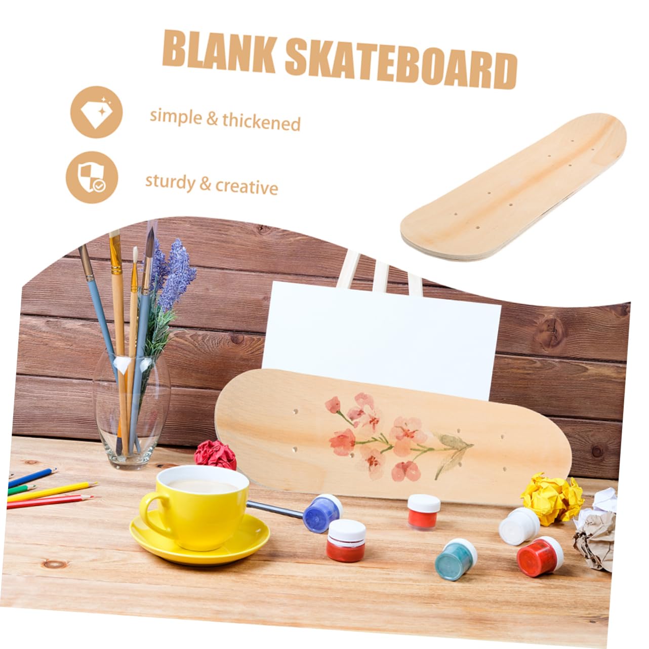 Abaodam 2pcs Skateboard DIY Skateboard Material Graffiti Supply Wood Deck Board Blank Board DIY Material Wooden
