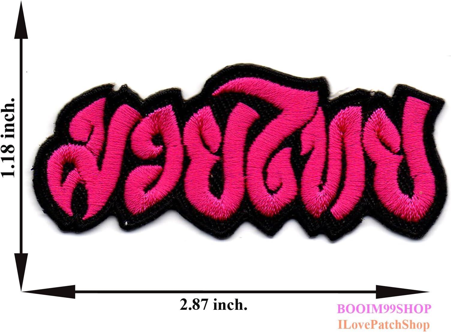 "Muay Thai Thai Boxing Logo Black - Pink Patch" Iron on Patch 1.18"x2.87" Appliques Hat Cap Polo Backpack Clothing Jacket Shirt DIY Embroidered Iron on / Sew on Patch