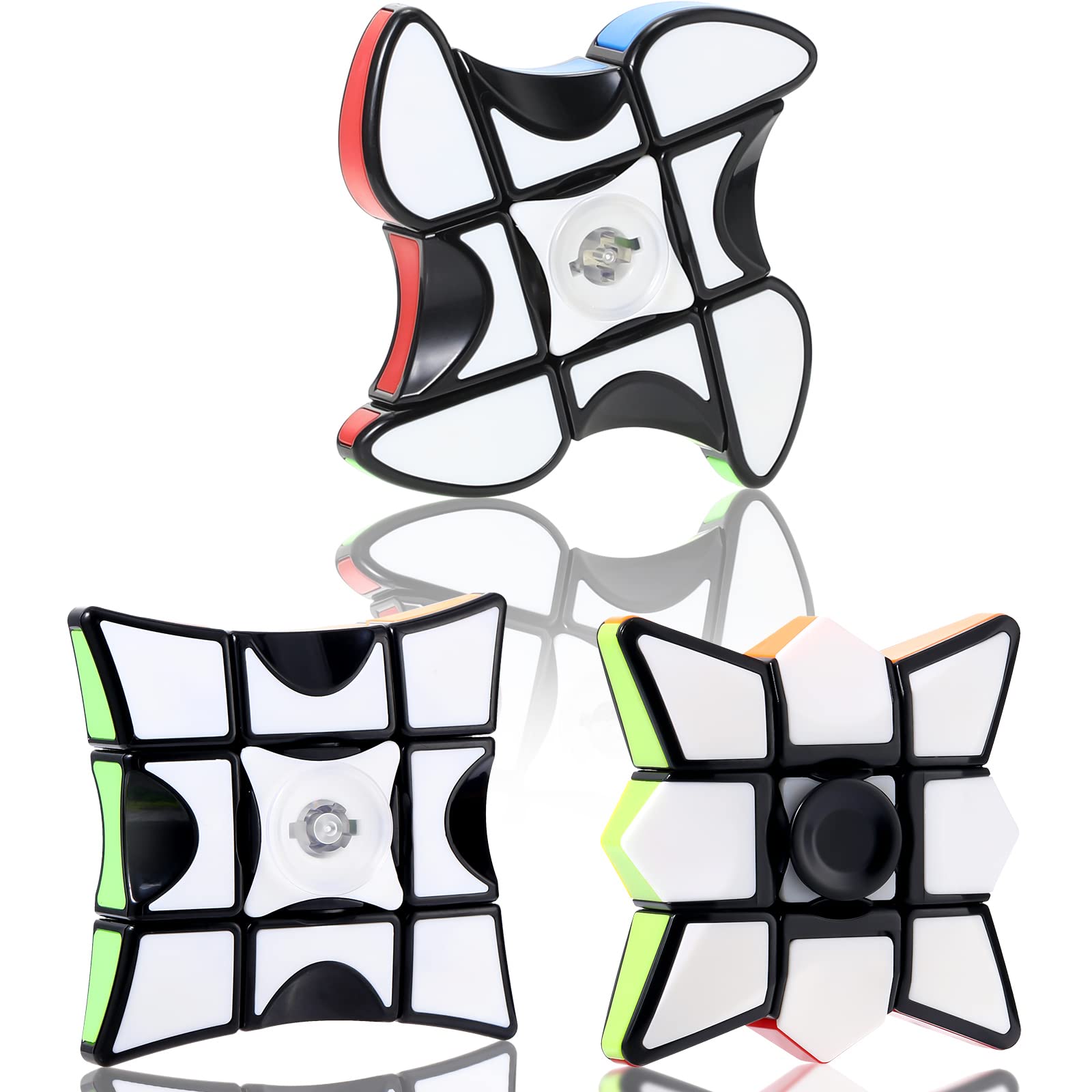 Civaner 3 Pieces Floppy Cube Puzzle Spinner Anti Anxiety Fidget Toys Rotatable Fidget Cube Fingertip Fidgets 1x3x3 Finger Speed Cube Stress Relief Cube Puzzle for Teenager Adults, 3 Styles